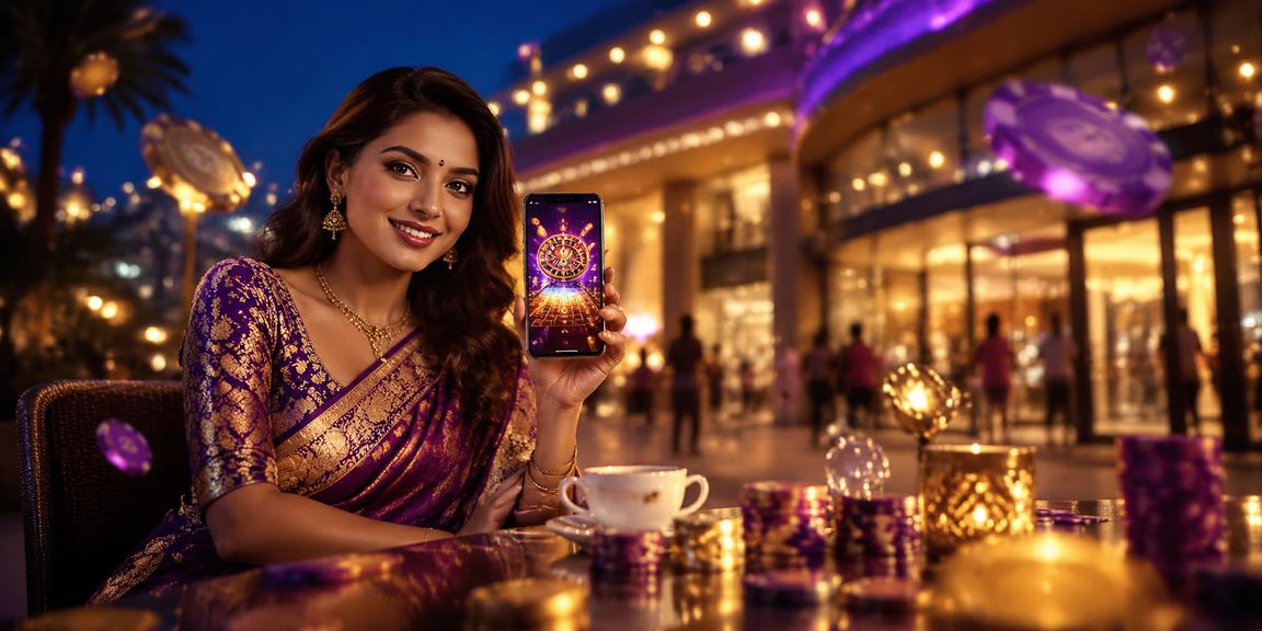 Mobile casino app screen with Indian model